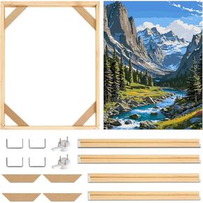 hkejoi DIY Solid Wood Canvas Frame Kit 15.74 x19.68 Inch (40x50cm)-Easy to Assemble Canvas Stretching System Frame for Diamond Painting Oil Paintings, Prints, Posters Canvas Wood Stretcher Bars