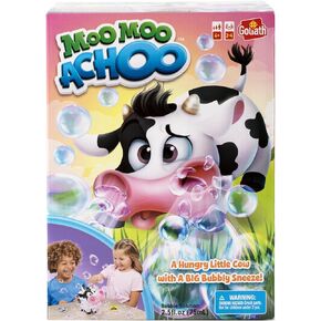 Goliath Moo Moo Achoo Game | Gather Clover Cards Before Moo Moo Sneezes Real Bubbles | 2-4 Players | Ages 4 and Up