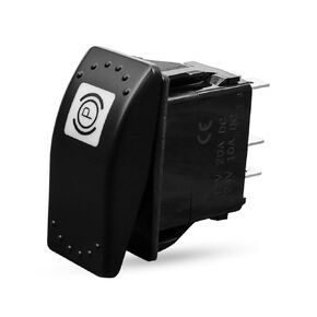 Parking Brake Rocker Switch Replace 142-9320 Fit for Caterpillar Cat 216 246 257 262 247 252 257 259B3 Skid Steer Loader, 4 Pin ON-Off Handbrake Switch with Indicator Light