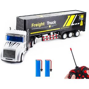 RC Container Truck with Lights, Remote Controlled Toy Vehicles, 17.33"" 1:32 Scale Remote Control Container Truck with 2 Rechargeable Batteries for 3+ Years Old Kids