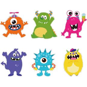 24 Pieces Monster Cutouts Party Cutouts Little Colorful Cutouts Party Decorations for Birthday Baby Shower Party Favors Birthday Supplies