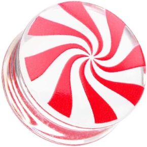 Covet Jewelry Peppermint Candy Swirl Clear UV Double Flared Ear Gauge Plug