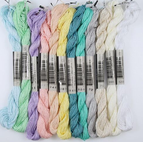 KCS 25 M/skein Mercerized Pearl Cotton crochet needlepoint Thread,Size 5, 12 skeins,mixed color 05 in Kuwait