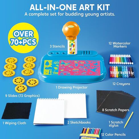 جهاز عرض الرسم للأطفال من Klever Kits مع 72 رسمًا وورقة خدش، لوحة رسم مع ضوء، هدية عيد ميلاد للأولاد والبنات من عمر 3 سنوات فما فوق in Kuwait