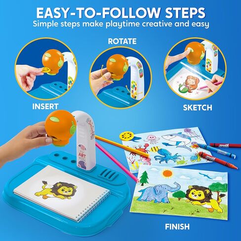 جهاز عرض الرسم للأطفال من Klever Kits مع 72 رسمًا وورقة خدش، لوحة رسم مع ضوء، هدية عيد ميلاد للأولاد والبنات من عمر 3 سنوات فما فوق in Kuwait