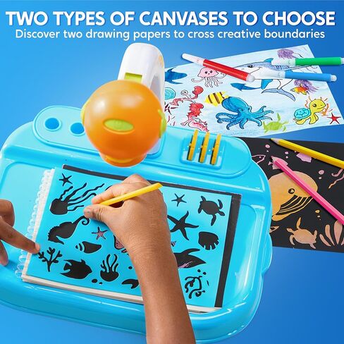 جهاز عرض الرسم للأطفال من Klever Kits مع 72 رسمًا وورقة خدش، لوحة رسم مع ضوء، هدية عيد ميلاد للأولاد والبنات من عمر 3 سنوات فما فوق in Kuwait