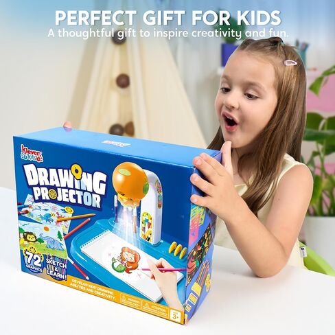 جهاز عرض الرسم للأطفال من Klever Kits مع 72 رسمًا وورقة خدش، لوحة رسم مع ضوء، هدية عيد ميلاد للأولاد والبنات من عمر 3 سنوات فما فوق in Kuwait