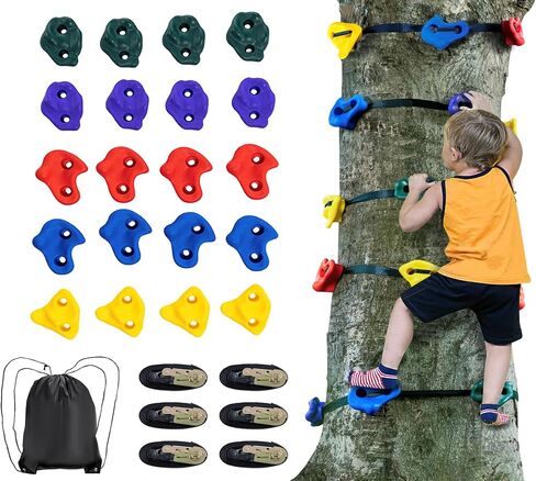 VEVOR Ninja Tree Climbing Kit, 20 Rock Climbing Holds & 6 Ratchets, Large Climbing Rocks for Kids & Adults Outdoor Backyard Ninja Tree Obstacle Course Training in Saudi Arabia