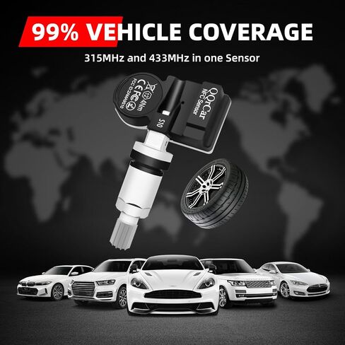 TPMS Sensors Set of 4 - NFC Mobile Programmable 315MHz + 433MHz Universal TPMS Sensor, QQrCar OE-Level NXP Latest 88 Chips Tire Pressure Monitoring System Sensor for 99.99% Vehicles in Saudi Arabia
