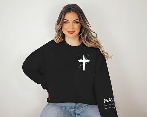 MOUSYA سويت شيرت نسائي مسيحي مزامير 91 كم طباعة البلوز آية الكتاب المقدس in Saudi Arabia