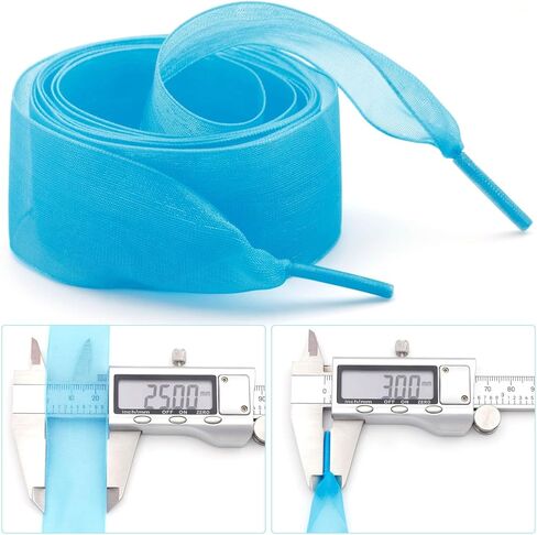 Flat Snow Yarn Shoelaces: 2.5CM Wide Fashion Sheer Tulle Shoelaces 2 Pairs in Saudi Arabia