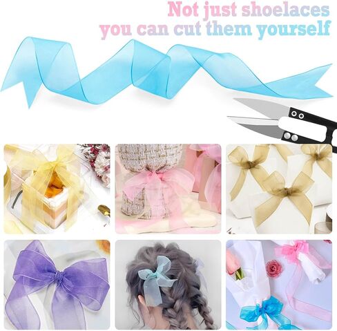 Flat Snow Yarn Shoelaces: 2.5CM Wide Fashion Sheer Tulle Shoelaces 2 Pairs in Saudi Arabia