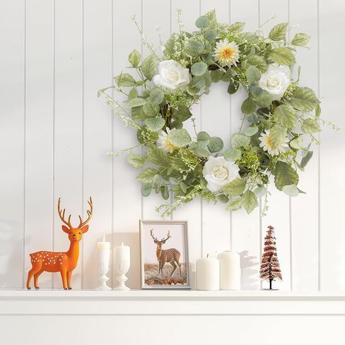 18 Inch Fall Wreath for Front Door with Berry Branchesm Pumpkins Mixed Leaves Pine Cone for Home Porch Thanksgiving Outdoor Indoor Fall Decor in Saudi Arabia