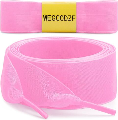 Flat Snow Yarn Shoelaces: 2.5CM Wide Fashion Sheer Tulle Shoelaces 2 Pairs in Kuwait