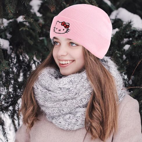 Cartoon Cat Beanie Pink Beanies Knit Beanie,Anime Beanie Kawaii Hat for Teen Ladies,Embroided Knit Hats Yk2 Accessories Birthday Gift in Saudi Arabia