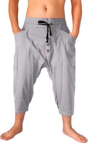 Runcati Mens Medieval Pirate Pants Renaissance Viking Colonial Halloween Costume 3/4 Trousers in Saudi Arabia