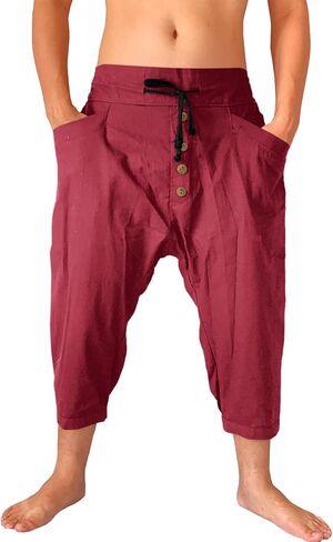 Runcati Mens Medieval Pirate Pants Renaissance Viking Colonial Halloween Costume 3/4 Trousers in Saudi Arabia