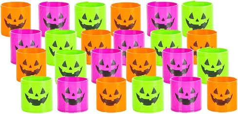 The Dreidel Company Halloween Coil Spring، لفائف على شكل دائرة Jack-O-Lantern، لعبة الربيع السحرية بألوان نيون، مفضلة للحفلات للأطفال، 1.4 بوصة (35 مم) (12 عبوة) in Kuwait