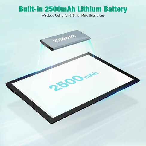لوحة إضاءة مقاس A4 قابلة لإعادة الشحن، صندوق إضاءة LED لاسلكي محمول للتتبع يعمل ببطارية ليثيوم، لوحة إضاءة خافتة للغاية لإزالة الأعشاب من الفينيل، والرسم، والرسم الماسي (أسود) in Saudi Arabia