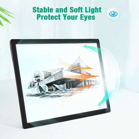 لوحة إضاءة مقاس A4 قابلة لإعادة الشحن، صندوق إضاءة LED لاسلكي محمول للتتبع يعمل ببطارية ليثيوم، لوحة إضاءة خافتة للغاية لإزالة الأعشاب من الفينيل، والرسم، والرسم الماسي (أسود) in Saudi Arabia