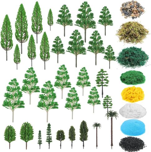 40 Pcs Diorama Supplies Kit Include 32 Miniature Trees 1.2-6.2 Inch Mini Mixed Model Trees Plastic Fake Architecture Trees 8 Bags Scenery Basing Material Kit for DIY Craft (Scenery Trees) in Saudi Arabia