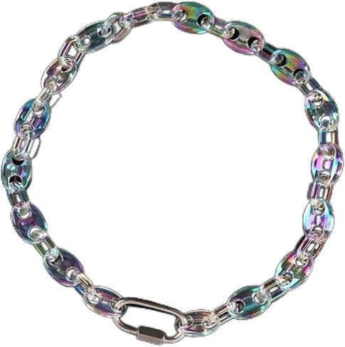 Punk Acrylic Colorful Leopard Print Clear Chain Necklace Rainbow Thick Paper Clip Collar Necklace for Women Teen Girl Gift Hip Hop Geometric Bar Jewelry in Saudi Arabia