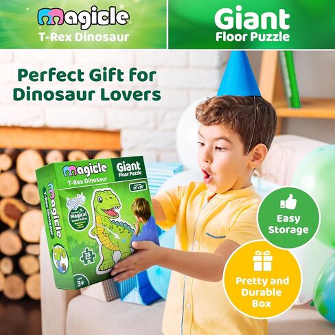 T-Rex Giant Floor Puzzle with Sounds, 35 Piece Extra Thick Puzzles for Toddler Boy Toys, Dinosaur Toys for Kids Ages 3-5, Kids Toys 3, 4, 5, 6, 7 Year Old and Above Gift in Kuwait