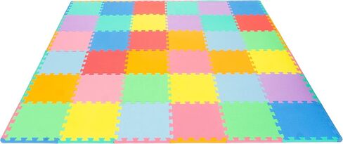 ProSource Foam Puzzle Floor Play Mat for Kids and Babies with Solid Colors, 36 or 16 Interlocking Tiles with Borders, Brown/Beige/Grey in Saudi Arabia