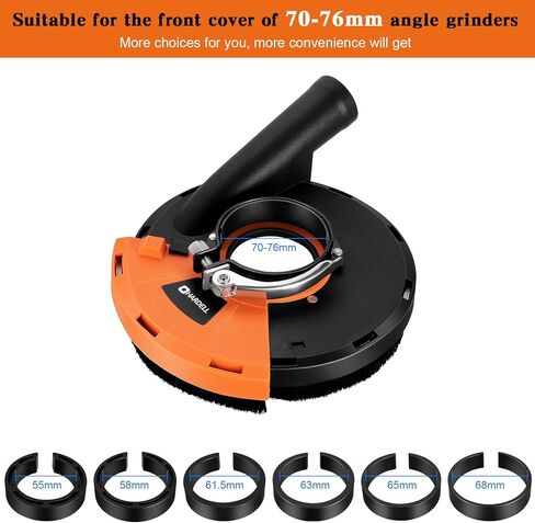 غطاء غبار لمطحنة زاوية مقاس 7 بوصات من HARDELL (غطاء أمامي لمعظم 39 مم - 45 مم)، غطاء غبار لمطحنة الزوايا مع موصل غبار سهل التركيب وتوافق خرطوم المياه لطحن السطح (180 مم) in Kuwait