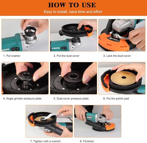 غطاء غبار لمطحنة زاوية مقاس 7 بوصات من HARDELL (غطاء أمامي لمعظم 39 مم - 45 مم)، غطاء غبار لمطحنة الزوايا مع موصل غبار سهل التركيب وتوافق خرطوم المياه لطحن السطح (180 مم) in Kuwait