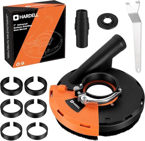 غطاء غبار لمطحنة زاوية مقاس 7 بوصات من HARDELL (غطاء أمامي لمعظم 39 مم - 45 مم)، غطاء غبار لمطحنة الزوايا مع موصل غبار سهل التركيب وتوافق خرطوم المياه لطحن السطح (180 مم) in Kuwait