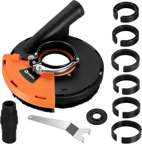 غطاء غبار لمطحنة زاوية مقاس 7 بوصات من HARDELL (غطاء أمامي لمعظم 39 مم - 45 مم)، غطاء غبار لمطحنة الزوايا مع موصل غبار سهل التركيب وتوافق خرطوم المياه لطحن السطح (180 مم) in Kuwait