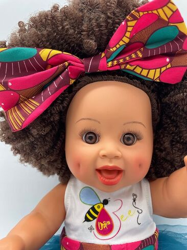 Orijin Bees Sweet Joy Baby Bee Doll - African American Doll, Black Doll, Latino Doll, Afro Doll, Baby Doll, Curly Hair Doll, Baby Doll, African Doll, Birthday Gift, in Saudi Arabia