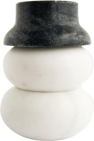 Creative Co-Op 3-Level Marble Snowman Shaped Pinch Pots with Hat Lid, White and Black in Saudi Arabia