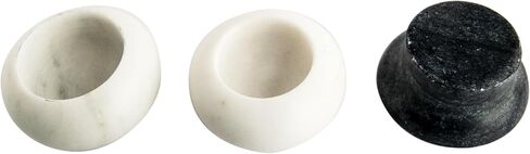 Creative Co-Op 3-Level Marble Snowman Shaped Pinch Pots with Hat Lid, White and Black in Saudi Arabia