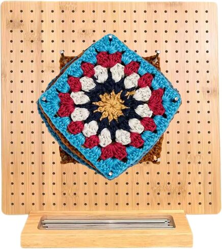 Little World Crochet Blocking Board with 15 Pegs/Pins, Blocking Boards for Crochet Projects Granny Square Blocking Board - Wooden Blocking Mats for Crochet, Knitting Stand Gift for Women in Saudi Arabia
