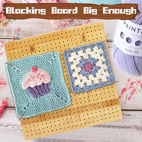 Little World Crochet Blocking Board with 15 Pegs/Pins, Blocking Boards for Crochet Projects Granny Square Blocking Board - Wooden Blocking Mats for Crochet, Knitting Stand Gift for Women in Saudi Arabia