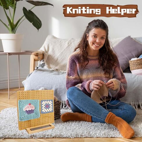 Little World Crochet Blocking Board with 15 Pegs/Pins, Blocking Boards for Crochet Projects Granny Square Blocking Board - Wooden Blocking Mats for Crochet, Knitting Stand Gift for Women in Saudi Arabia
