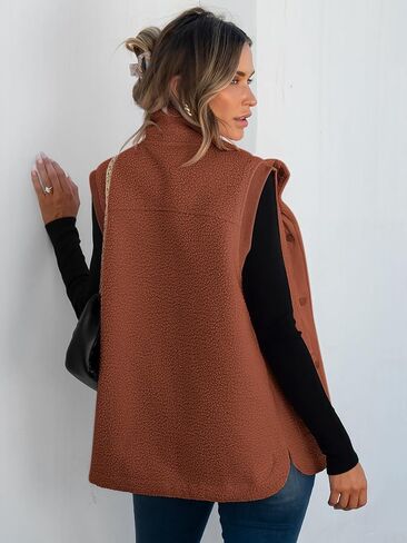 ANRABESS Womens Fuzzy Fleece Vest Sleeveless Casual Warm Button Down Sherpa Jackets Outerwear With Pockets 2024 Fall Fashion in Saudi Arabia