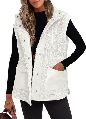ANRABESS Womens Fuzzy Fleece Vest Sleeveless Casual Warm Button Down Sherpa Jackets Outerwear With Pockets 2024 Fall Fashion in Saudi Arabia