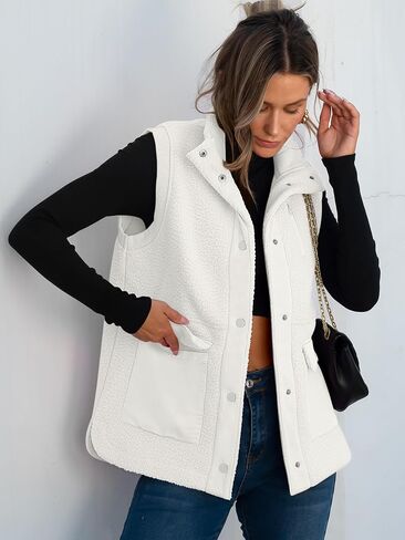 ANRABESS Womens Fuzzy Fleece Vest Sleeveless Casual Warm Button Down Sherpa Jackets Outerwear With Pockets 2024 Fall Fashion in Saudi Arabia