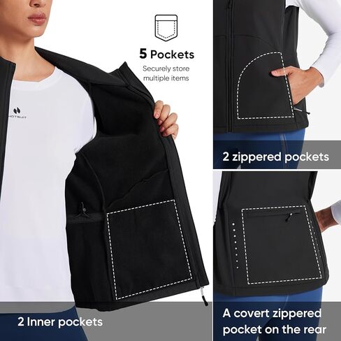 HOTSUIT Women's Outerwear Vests Fleece Women’s Lightweight Golf Vest Windproof Sleeveless Jacket with 5 Pockets in Saudi Arabia