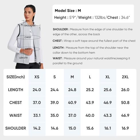 HOTSUIT المرأة ملابس خارجية سترات الصوف المرأة خفيفة الوزن سترة جولف يندبروف سترة بلا أكمام مع 5 جيوب in Kuwait