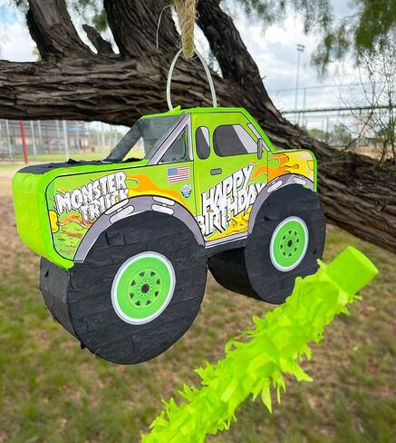 Monster Truck Piñata, 4 Piece Set, perfect for Kids Birthday Parties, Race Car Party Supplies fits piñata candy and party favors (16"X10") durable! (Blue Monster Truck) in Kuwait