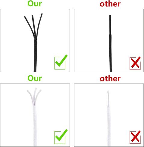 6 عبوات من خيوط السوار المرنة، إجمالي 990 قدم، 1 مم، 1.2 مم، 1.5 مم حبل خرز مرن قابل للتمدد للأساور والقلادة وصناعة المجوهرات والحرف اليدوية (أسود، أبيض) in Kuwait