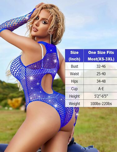 Avidlove Womens Lingerie Fishnet Rhinestone Bodysuit Sparkle Mesh Bodysuit Teddy Sexy Outfit for Women in Saudi Arabia