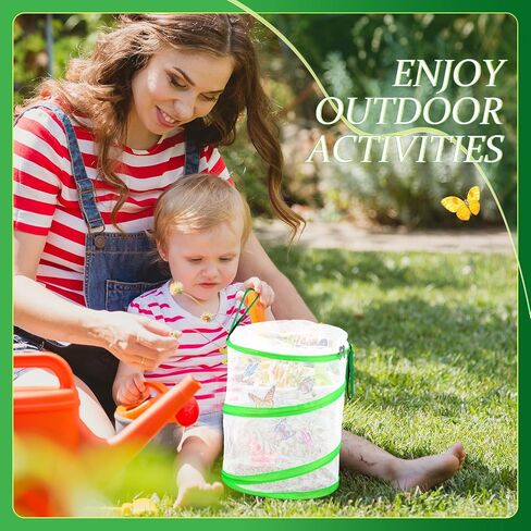 Sabary 2 جهاز كمبيوتر شخصى الحشرات فراشة الموئل قفص Terrarium 9 × 11 بوصة شبكة واضحة فراشة البيت المنبثقة فراشة الضميمة انظر من خلال قفص الفراشة لليرقات مع باب سحاب للبنين بنات in Saudi Arabia