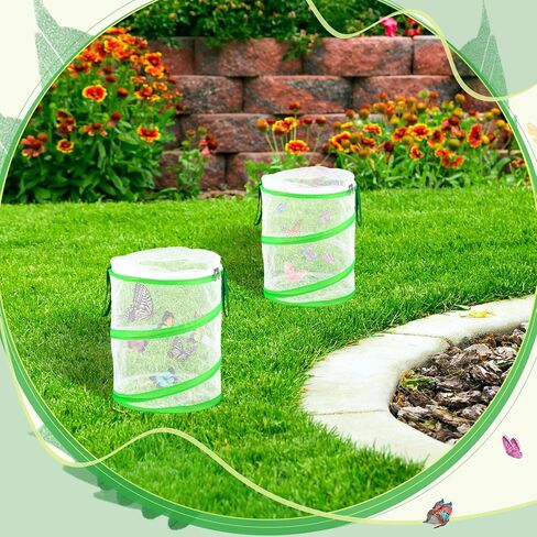 Sabary 2 جهاز كمبيوتر شخصى الحشرات فراشة الموئل قفص Terrarium 9 × 11 بوصة شبكة واضحة فراشة البيت المنبثقة فراشة الضميمة انظر من خلال قفص الفراشة لليرقات مع باب سحاب للبنين بنات in Saudi Arabia