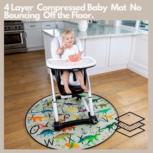 Splat Mat for Baby – Under High Chair Floor Mat Protects Wood, Vinyl and Carpet from Spills – Waterproof 4 Layer Baby Mat with Anti-Skid Backing Deters Bunching and Sliding (51" x 51") in Saudi Arabia
