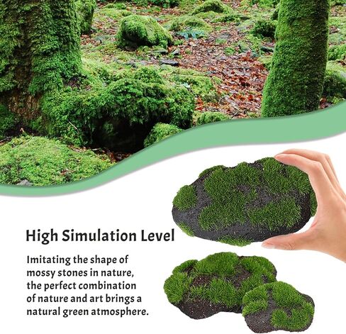 SNAIL GARDEN Moss Rock، 14 قطعة 4 أحجام من الأحجار المغطاة بالطحالب الخضراء، صخور الطحالب الاصطناعية، صخور الطحالب المزخرفة الرغوية، صخور الطحالب المزيفة المزخرفة لحفلات الزفاف، ديكور أوعية الزهور والحديقة، زهور مجففة DIY in Kuwait